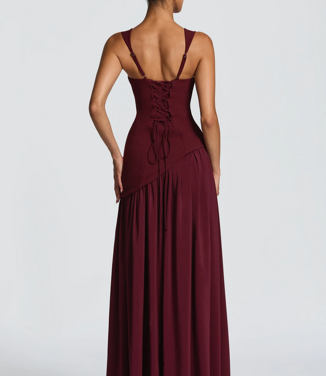 Women's Satin Finish Maxi Dress with Adjustable Straps
