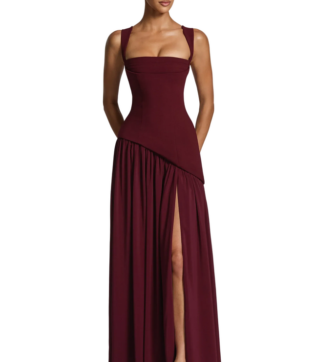 Women's Satin Finish Maxi Dress with Adjustable Straps