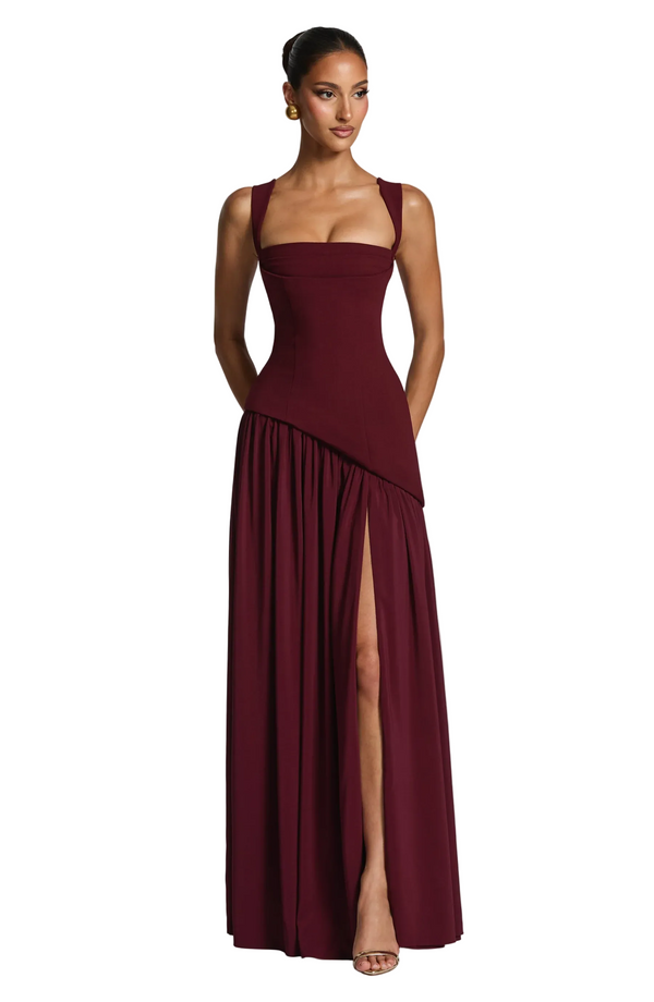Women's Satin Finish Maxi Dress with Adjustable Straps