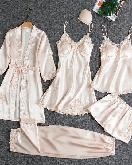 Women's Satin Lace Detail Camisole And Robe Pyjamas