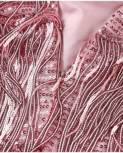 Women's Sequin Fringe Mini Dress with Feather Hem