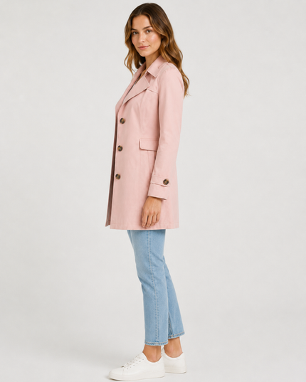 Women's Shaped Single Breasted Button Cuff Trench Coat