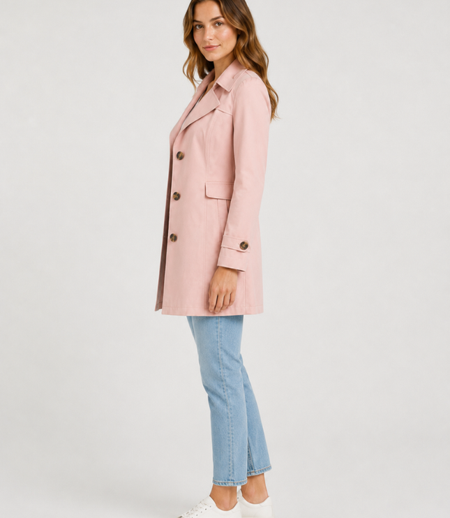 Women's Shaped Single Breasted Button Cuff Trench Coat