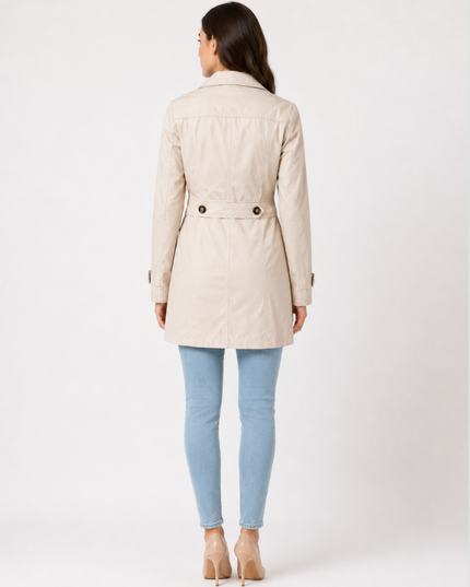 Women's Shaped Single Breasted Button Cuff Trench Coat