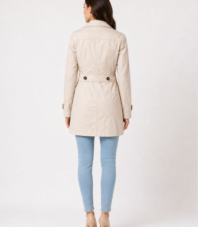Women's Shaped Single Breasted Button Cuff Trench Coat