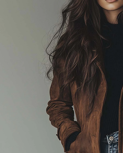 Women's Shaped Waist Suede-Look Trench Coat