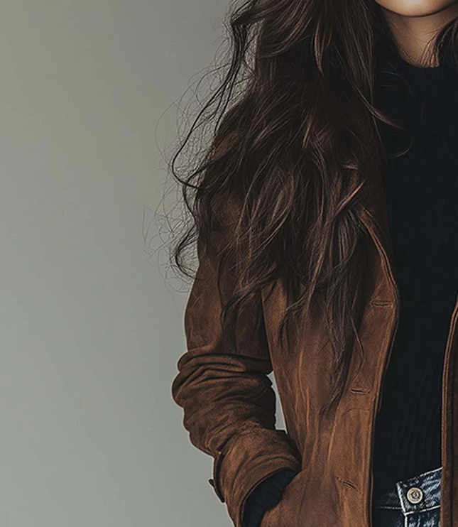 Women's Shaped Waist Suede-Look Trench Coat