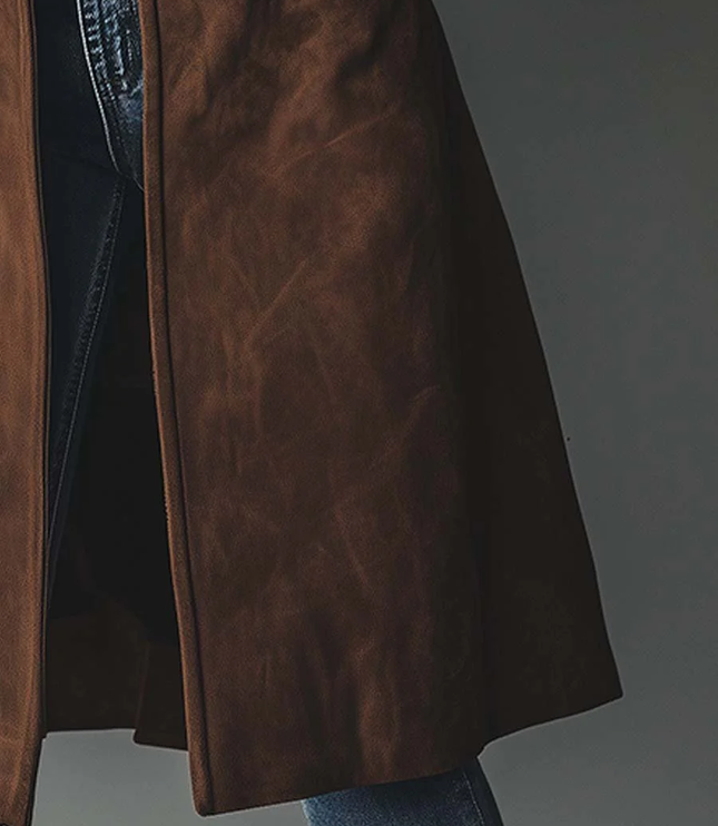 Women's Shaped Waist Suede-Look Trench Coat