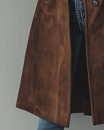 Women's Shaped Waist Suede-Look Trench Coat