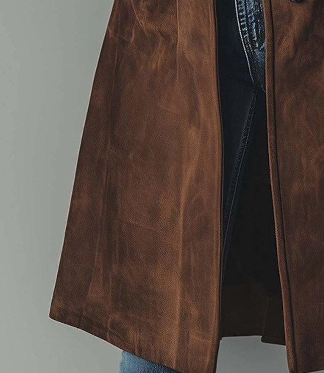 Women's Shaped Waist Suede-Look Trench Coat