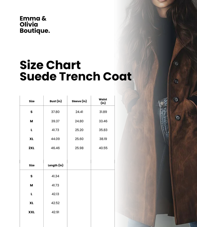 Women's Shaped Waist Suede-Look Trench Coat