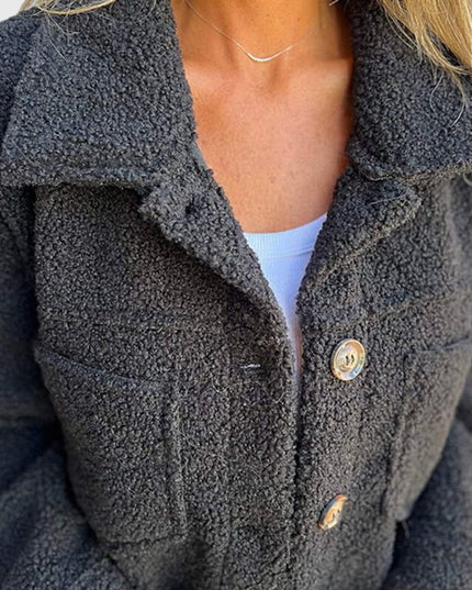 Women's Jacket Cozy Button-Front Sherpa Fleece Coat