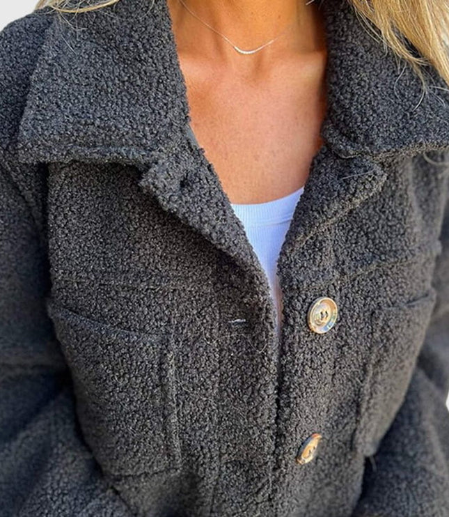 Women's Jacket Cozy Button-Front Sherpa Fleece Coat