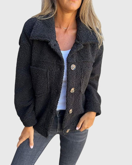 Women's Jacket Cozy Button-Front Sherpa Fleece Coat
