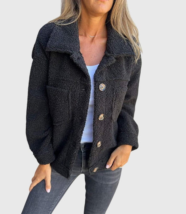 Women's Jacket Cozy Button-Front Sherpa Fleece Coat