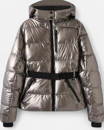 Women's Short Shiny Quilted Ski Jacket