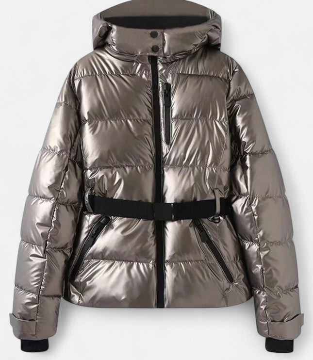 Women's Short Shiny Quilted Ski Jacket
