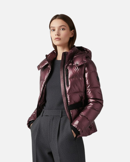 Women's Short Shiny Quilted Ski Jacket