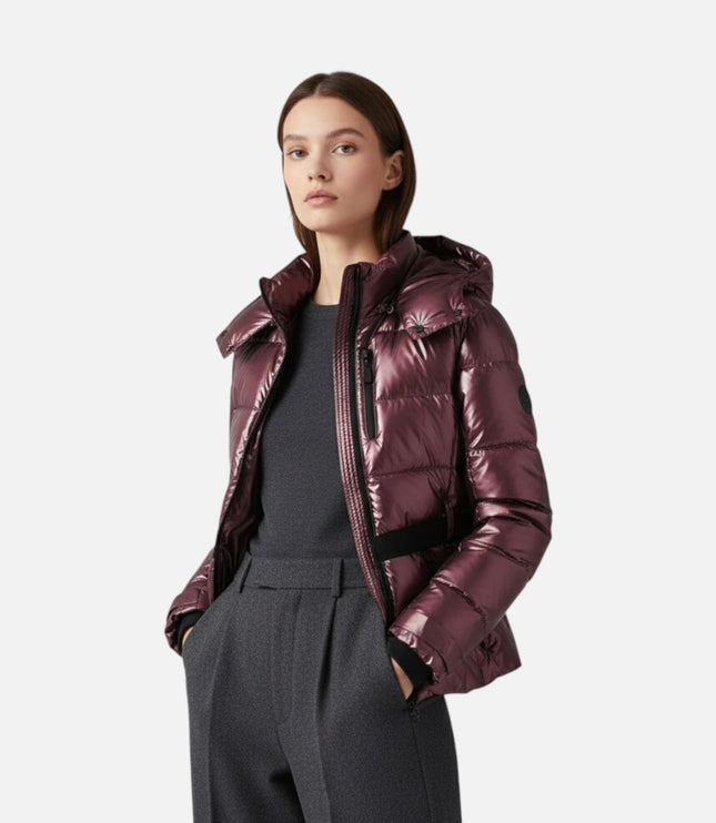 Women's Short Shiny Quilted Ski Jacket