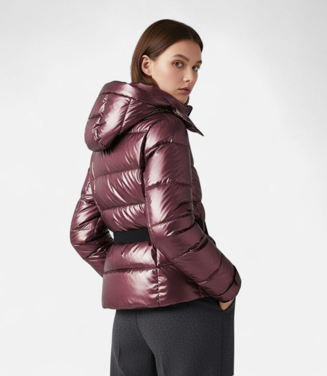 Women's Short Shiny Quilted Ski Jacket
