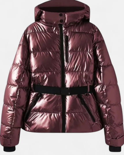 Women's Short Shiny Quilted Ski Jacket