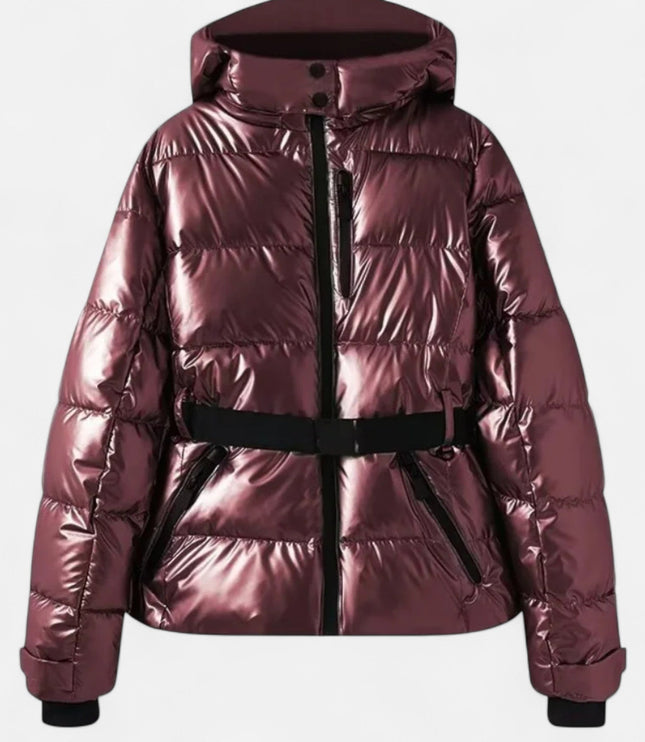 Women's Short Shiny Quilted Ski Jacket