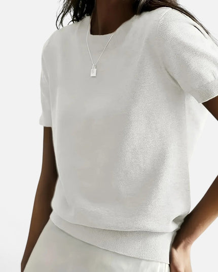 Women's Short Sleeve Knitwear Jumper with Round Neck
