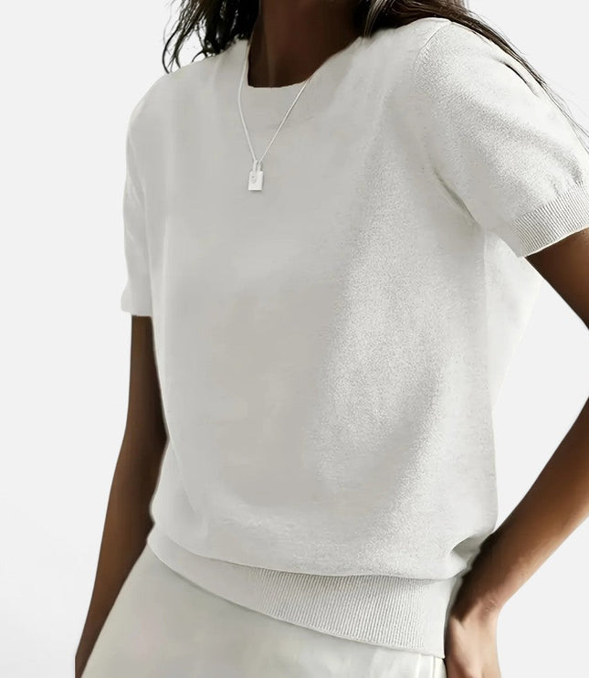 Women's Short Sleeve Knitwear Jumper with Round Neck