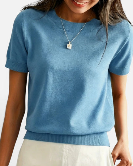 Women's Short Sleeve Knitwear Jumper with Round Neck