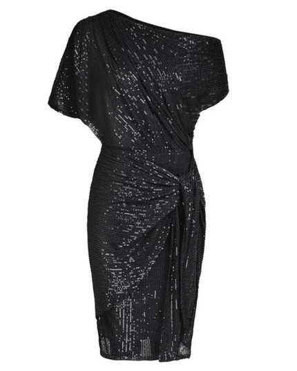 Women's Side-Knot Angled Neck Sequin Dress