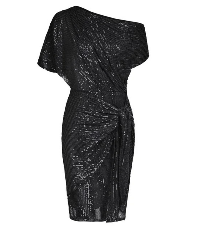 Women's Side-Knot Angled Neck Sequin Dress