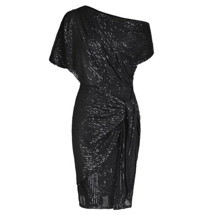 Women's Side-Knot Angled Neck Sequin Dress