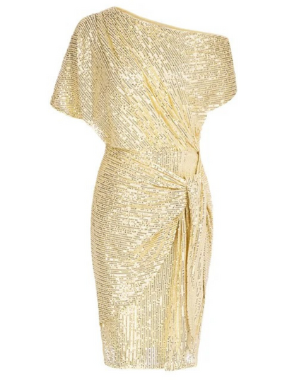 Women's Side-Knot Angled Neck Sequin Dress