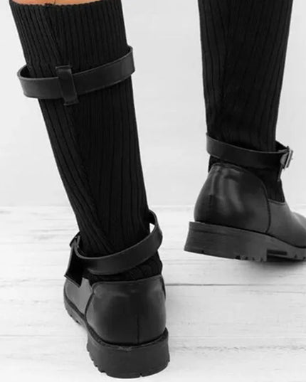 Rowena | Women's Winter Boots with Slouch Knit Shaft - Taupe - Image 9