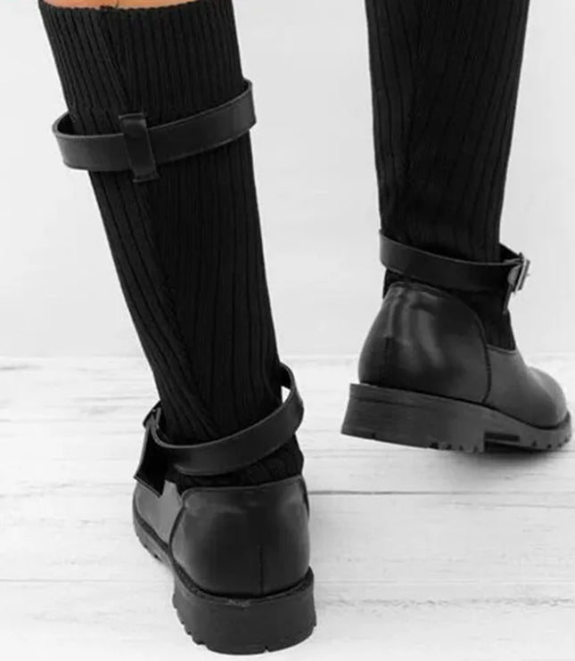 Rowena | Women's Winter Boots with Slouch Knit Shaft - Taupe - Image 9