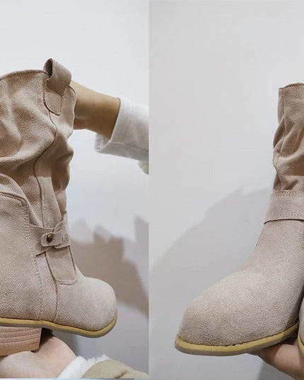 Women's Slouchy Mid Calf Boots with Side Zip