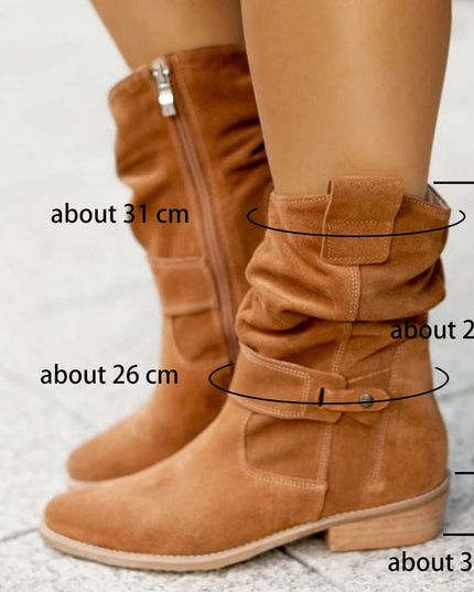 Women's Slouchy Mid Calf Boots with Side Zip
