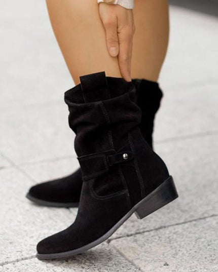 Women's Slouchy Mid Calf Boots with Side Zip