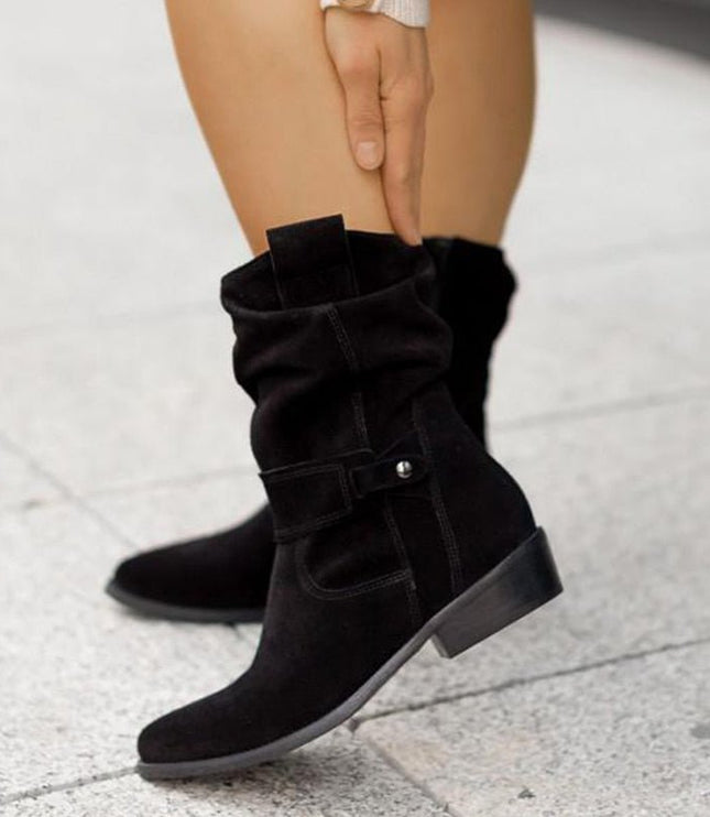 Women's Slouchy Mid Calf Boots with Side Zip