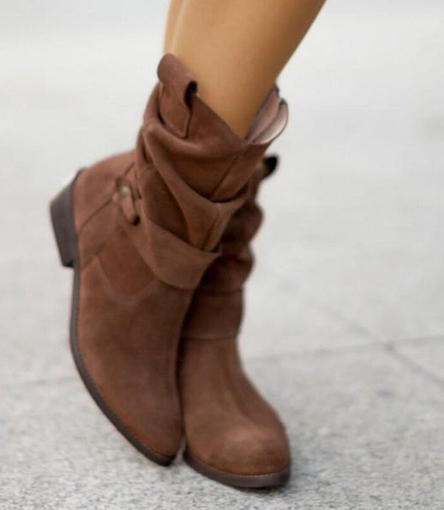 Women's Slouchy Mid Calf Boots with Side Zip