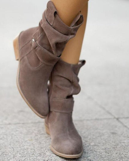 Women's Slouchy Mid Calf Boots with Side Zip