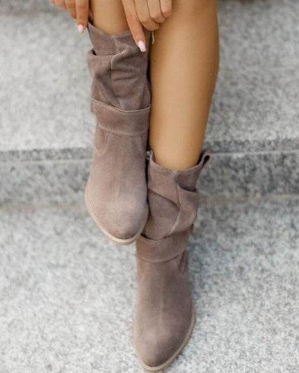Women's Slouchy Mid Calf Boots with Side Zip