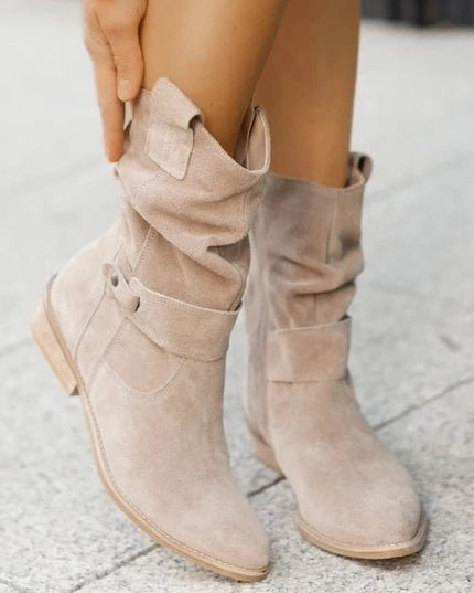 Women's Slouchy Mid Calf Boots with Side Zip
