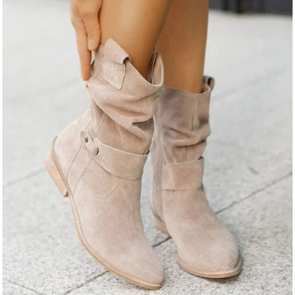 Women's Slouchy Mid Calf Boots with Side Zip