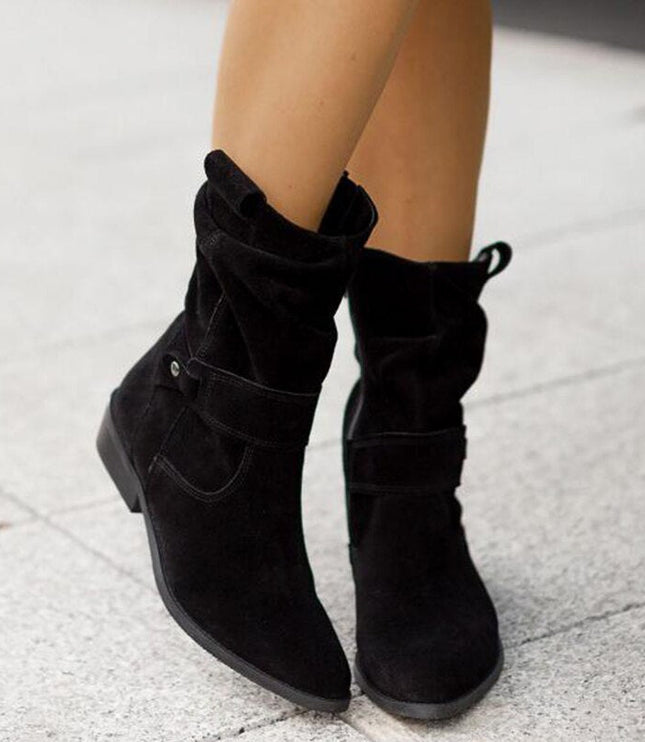 Women's Slouchy Mid Calf Boots with Side Zip