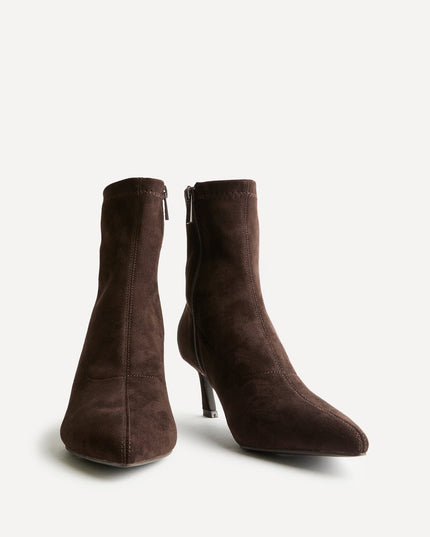 Women's Sock Ankle Boots with Pointed Toe and Kitten Heel