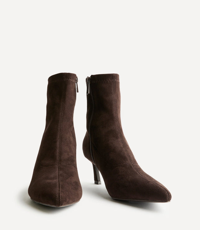 Women's Sock Ankle Boots with Pointed Toe and Kitten Heel