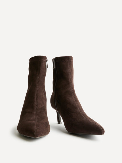 Women's Sock Ankle Boots with Pointed Toe and Kitten Heel