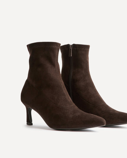 Women's Sock Ankle Boots with Pointed Toe and Kitten Heel