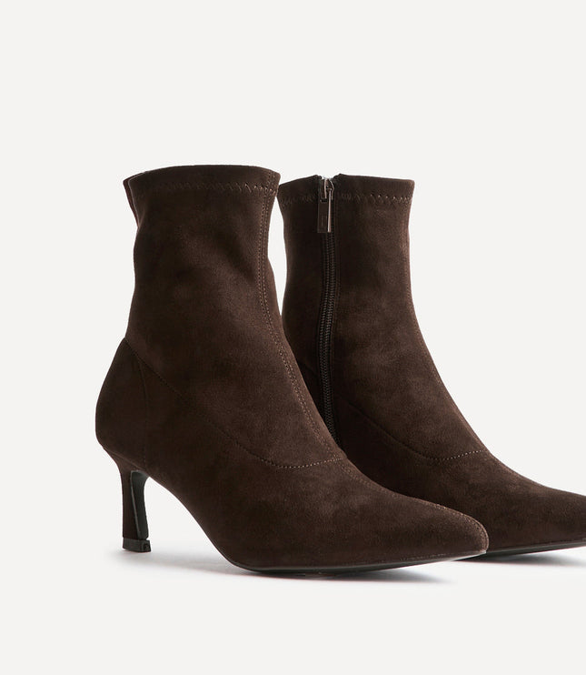 Women's Sock Ankle Boots with Pointed Toe and Kitten Heel